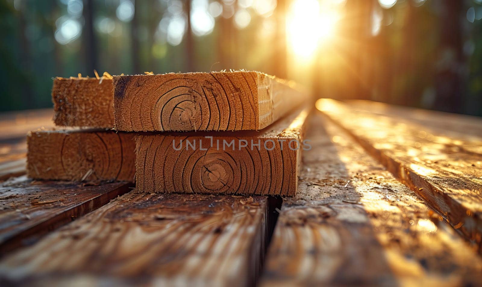 Construction materials boards on a natural background. Selective soft focus.