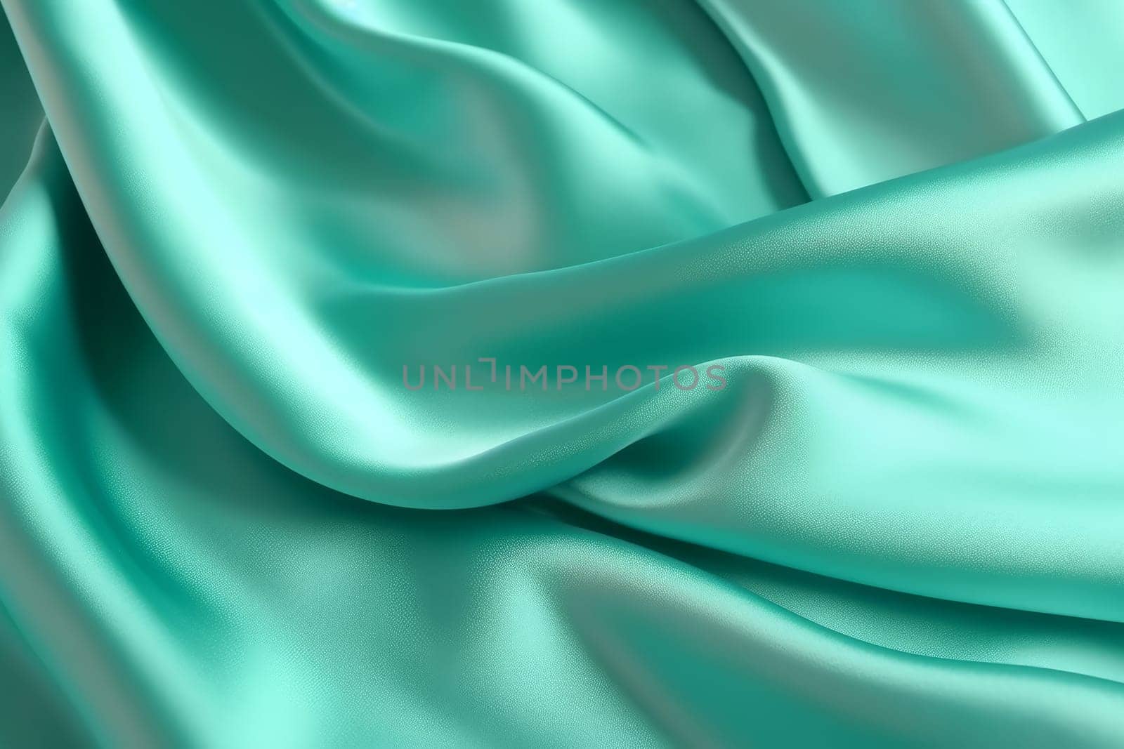 Green blue satin. Fabric wave silk. Generate Ai