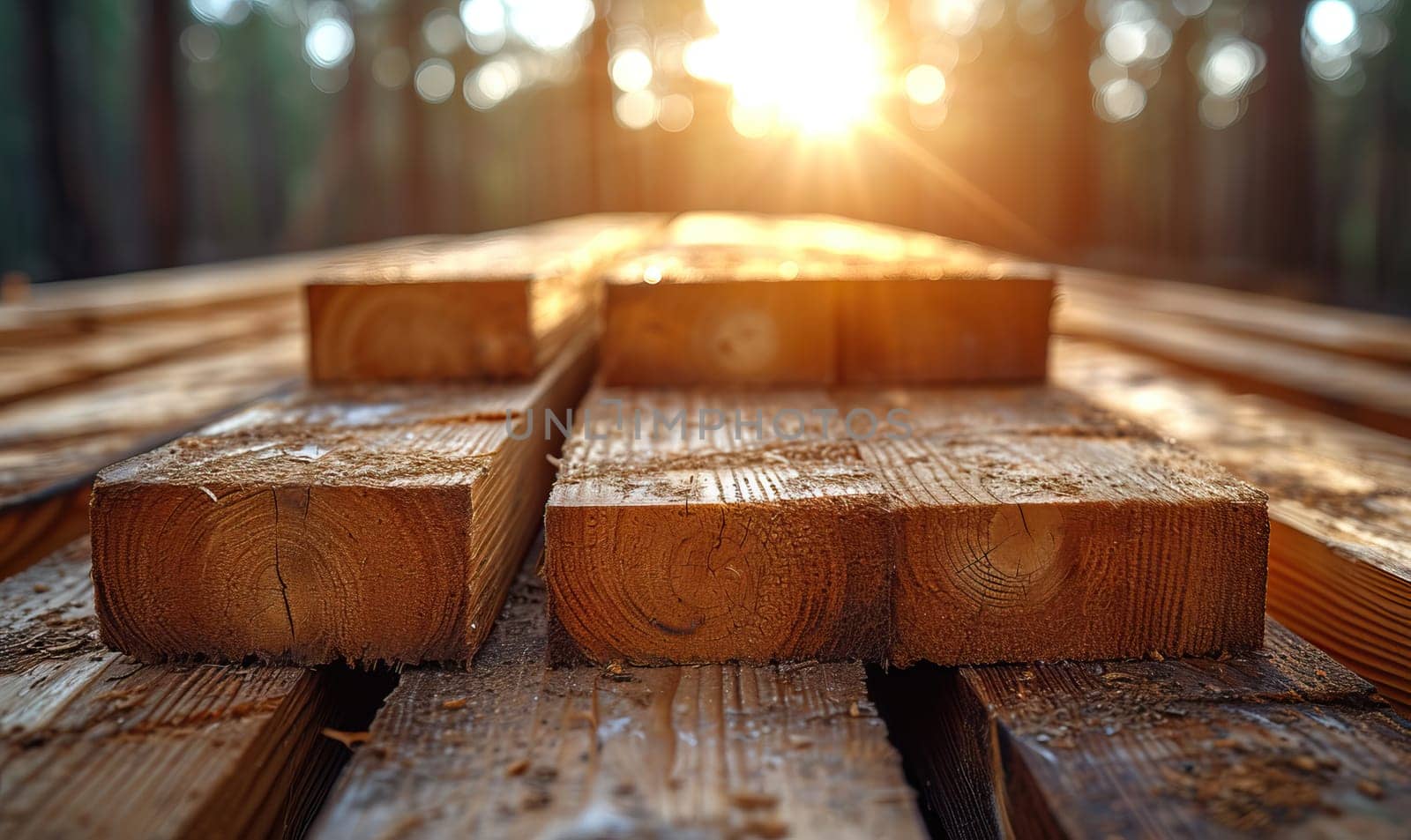 Construction materials boards on a natural background. Selective soft focus.