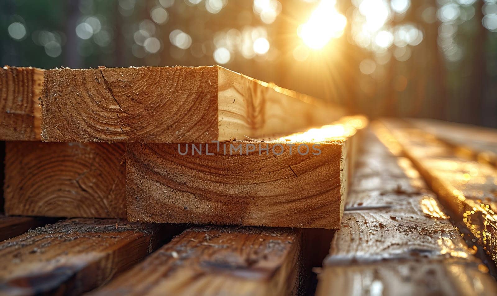 Construction materials boards on a natural background. Selective soft focus.