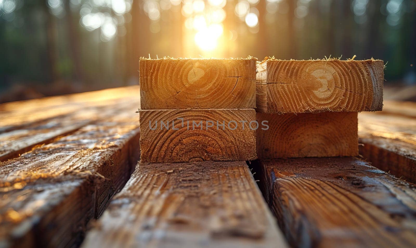 Construction materials boards on a natural background. Selective soft focus.