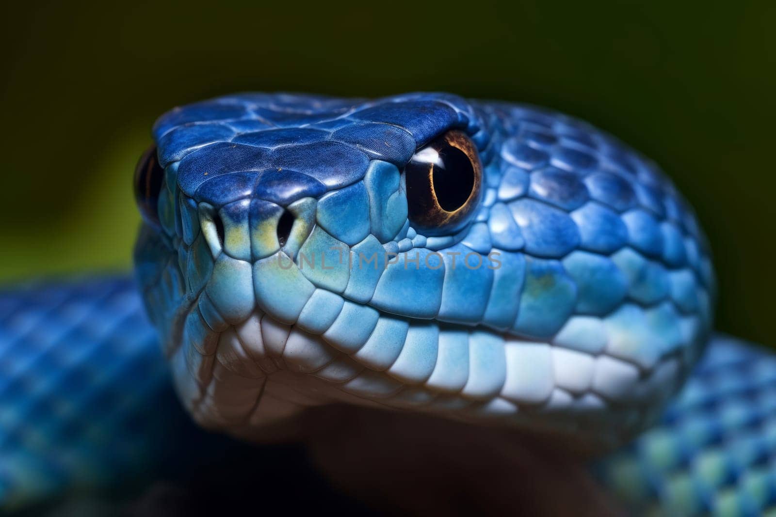 Blue viper snake. Generate Ai by ylivdesign