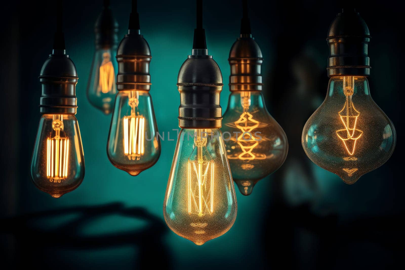 Edison light bulbs. Power bright. Generate Ai