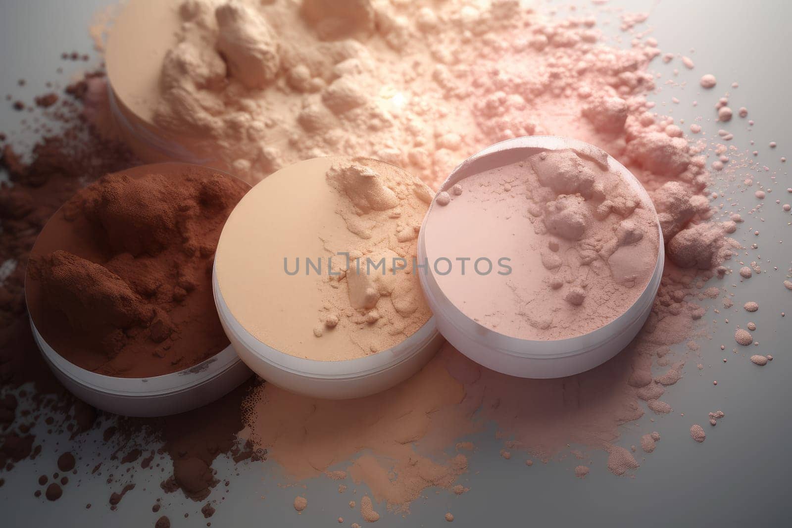 Eyeshadow cosmetics face powder. Compact smear. Generate AI