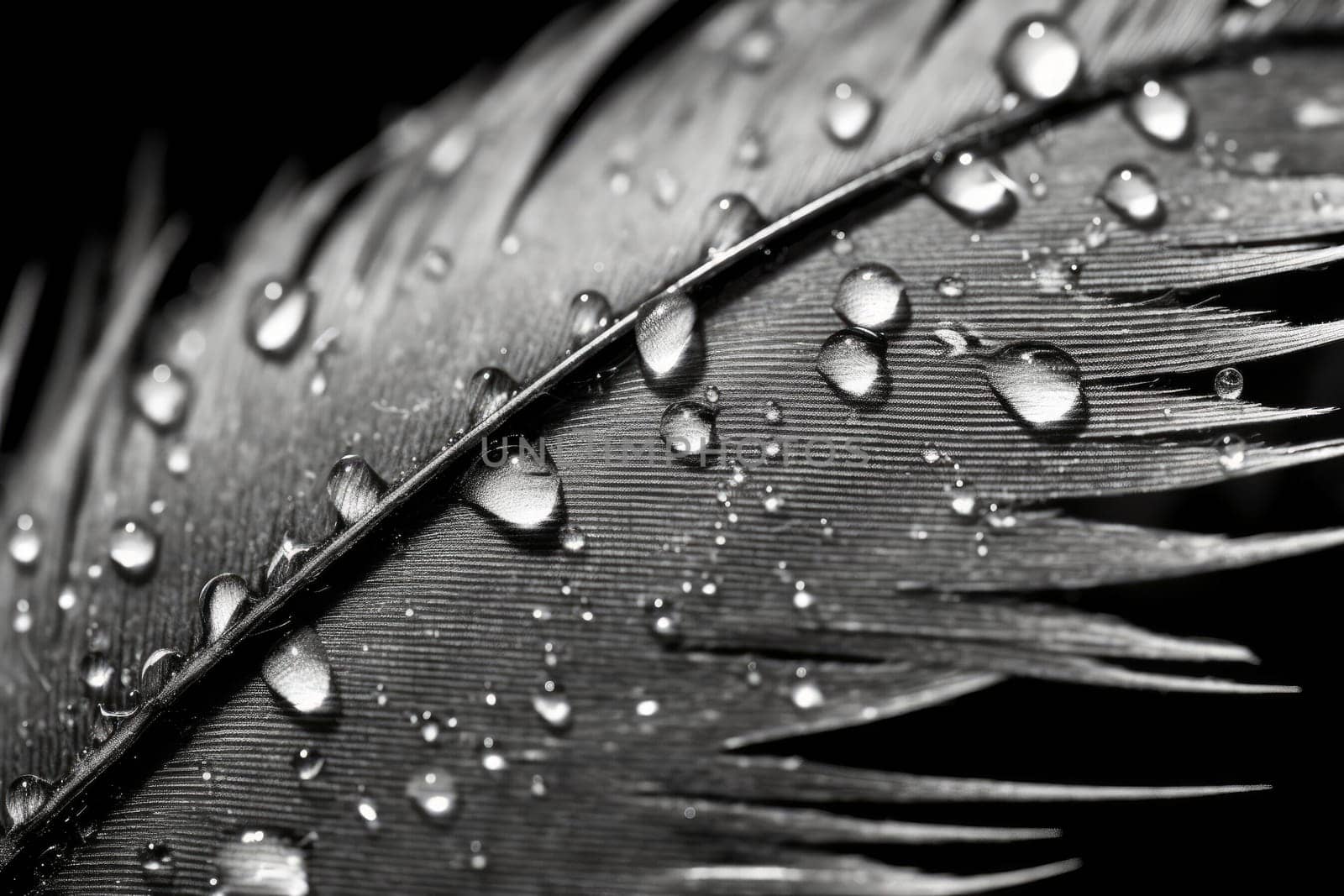 Bird feather water drop. Generate Ai by ylivdesign
