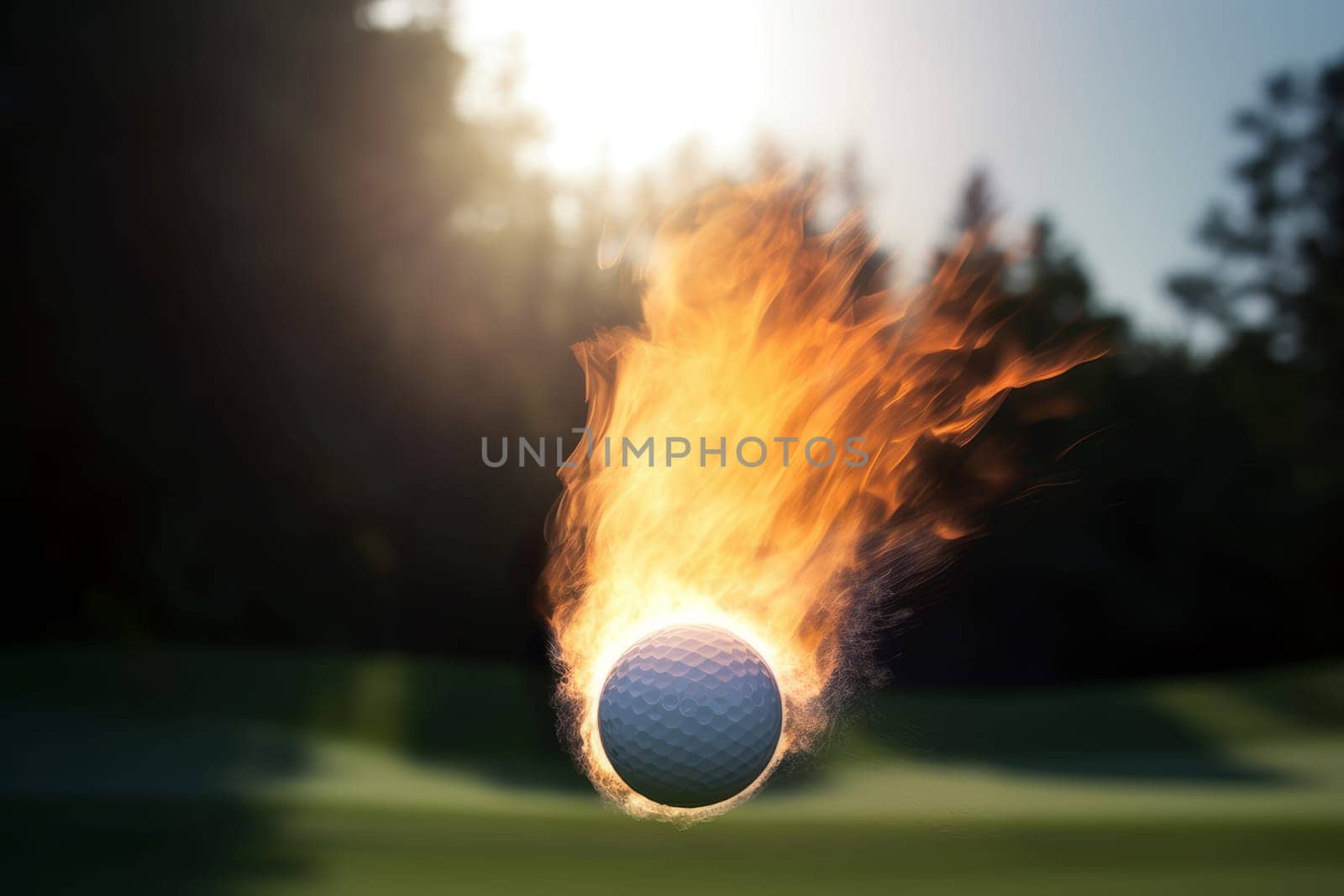 Golf ball fire. Game play. Generate Ai