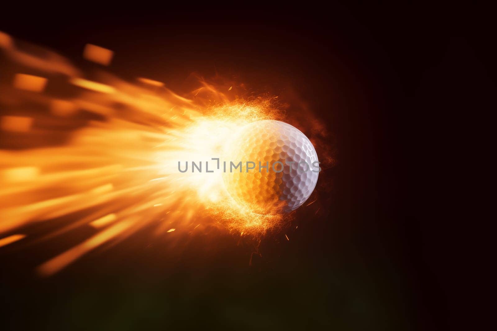 Golf ball fire flame. Generate Ai by ylivdesign