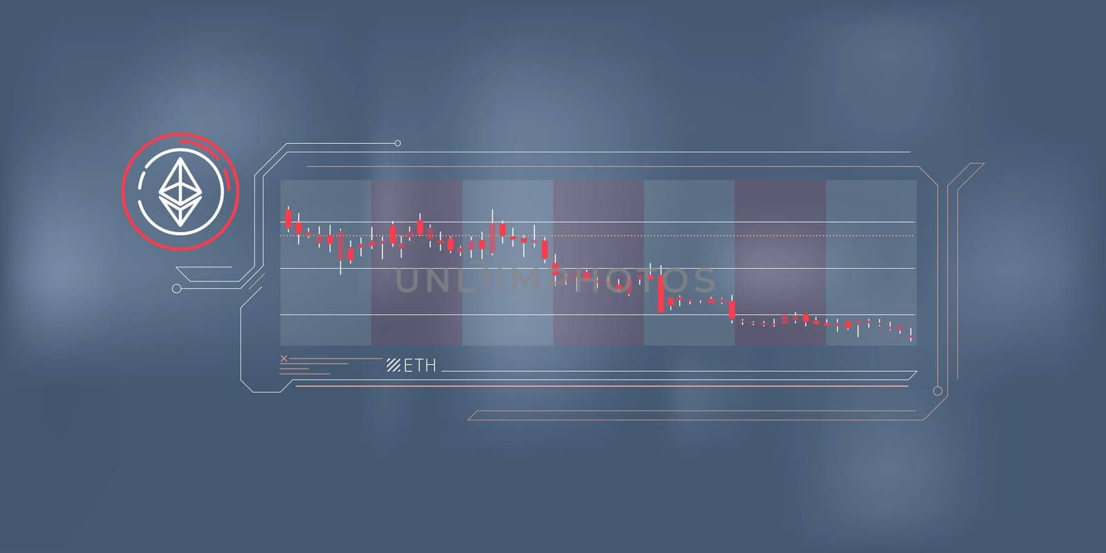 Clean and simple abstract infographic showing the fall of the Ethereum on the stock exchange.