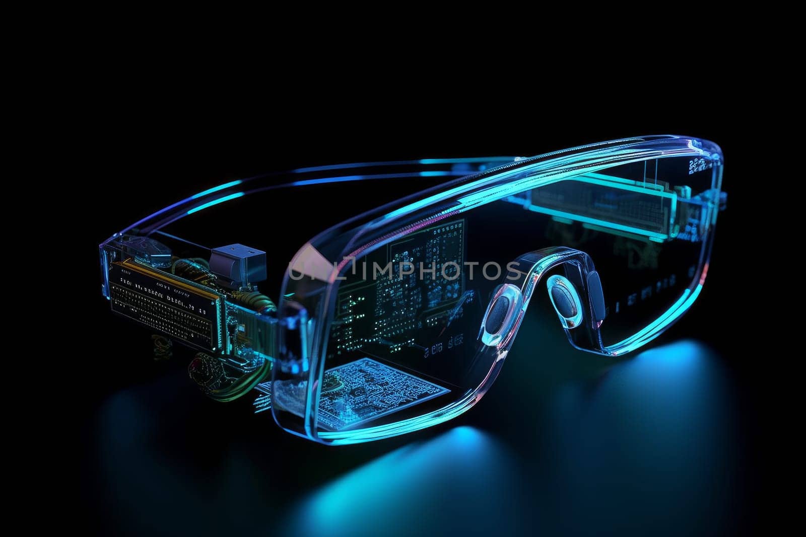 Holographic tech glasses vision. Modern device. Generate Ai
