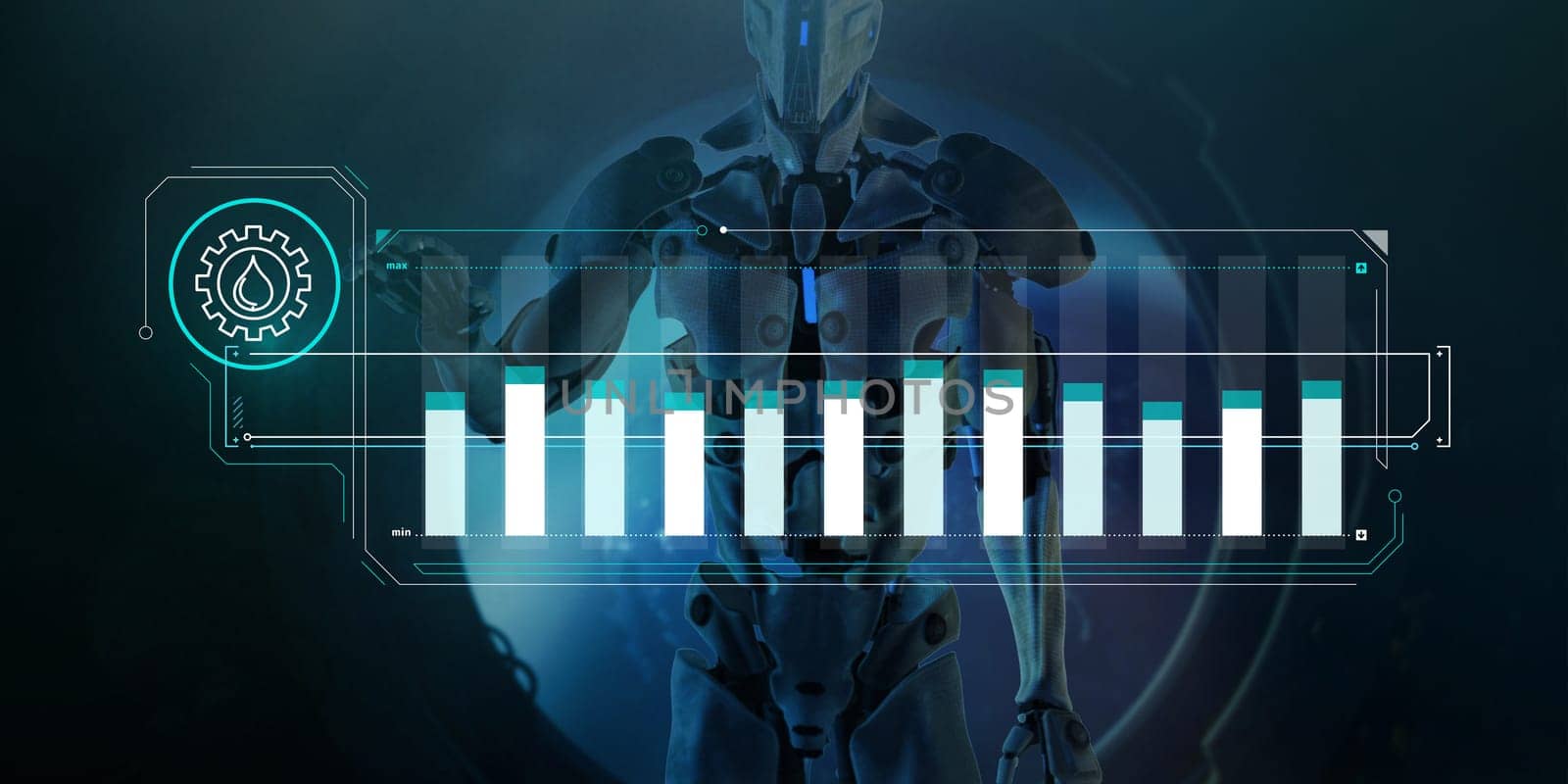 Abstract infographic showing stability in oil technology development.