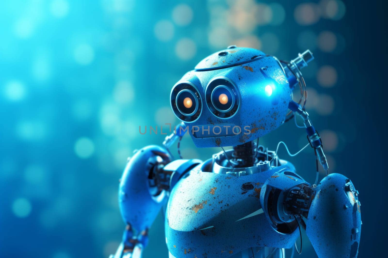 Robot science sign. Futuristic tech cyborg. Generate Ai