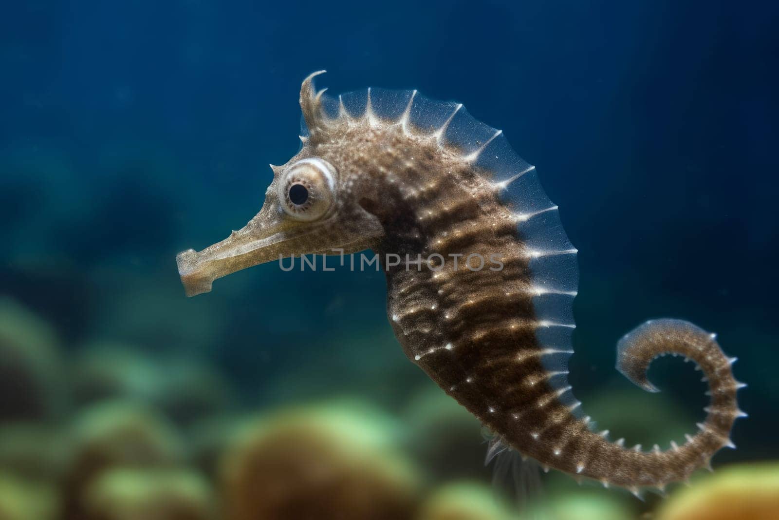 Seahorse swimming. Generate Ai by ylivdesign