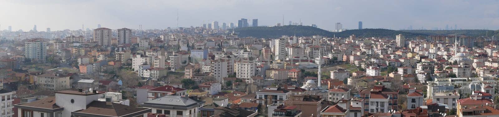 panorama of f Istanbul residential buildings .