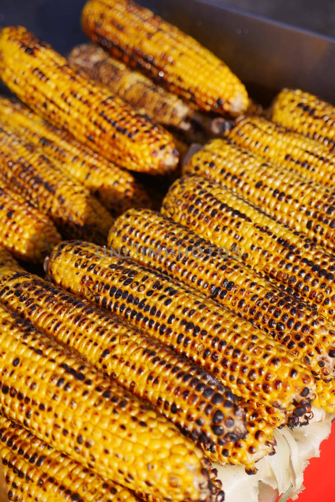 Close up of Grilled corn background .