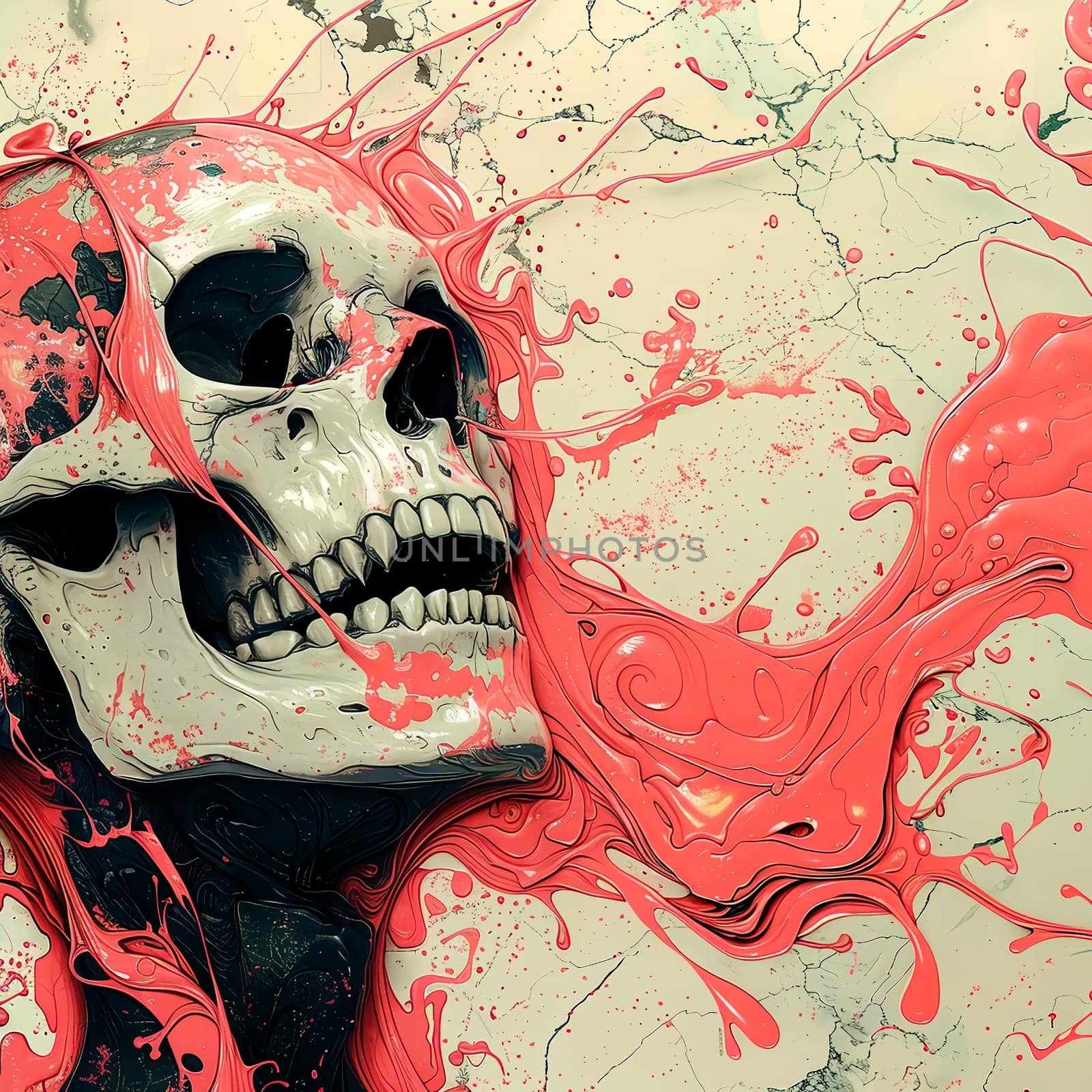 Psychedelic Skull poster. Wall decor. AI Generated by AndreyKENO