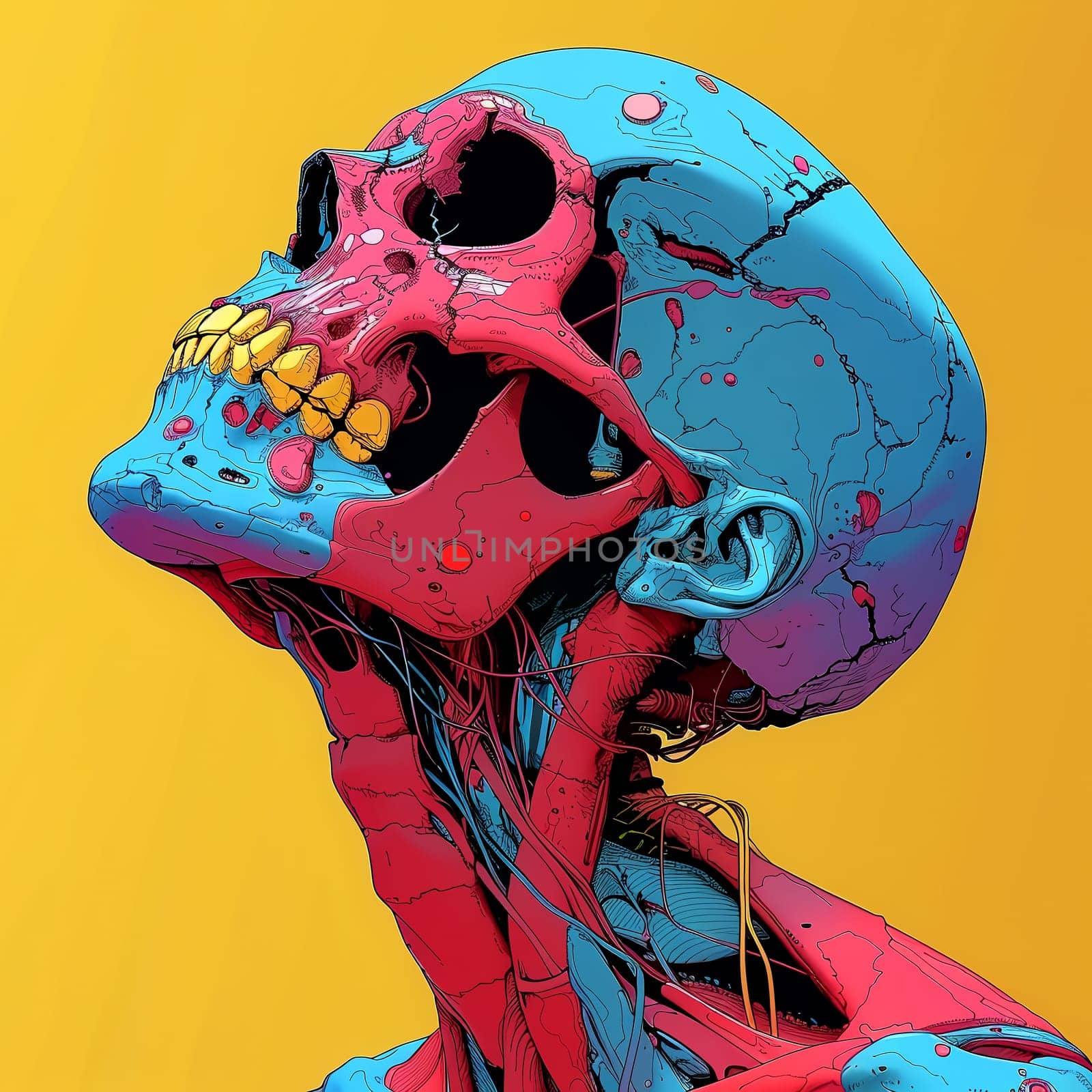 Psychedelic Skull poster. Wall decor. AI Generated by AndreyKENO