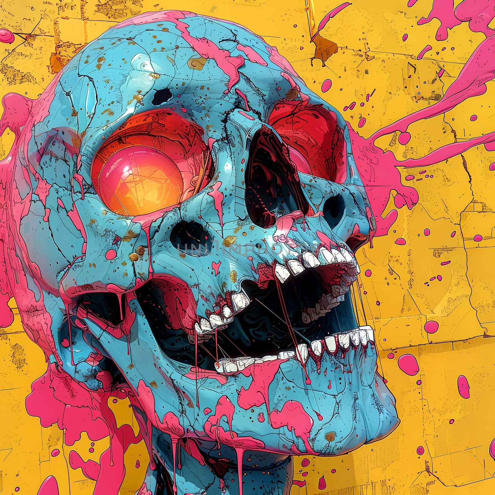 Psychedelic Skull poster. Wall decor. AI Generated by AndreyKENO