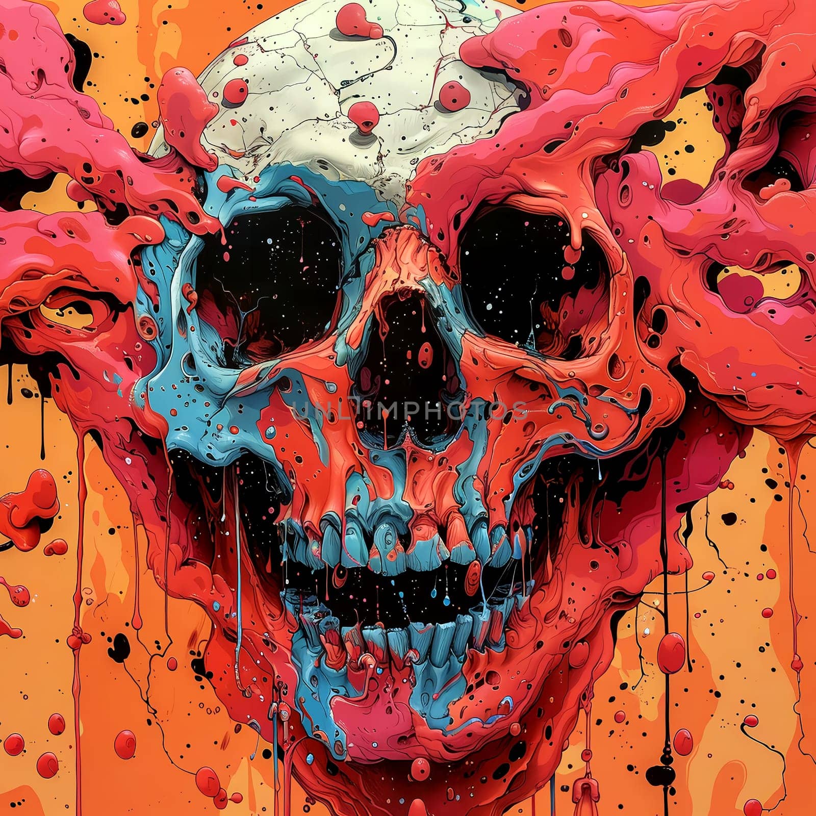 Psychedelic Skull poster. Wall decor. AI Generated by AndreyKENO