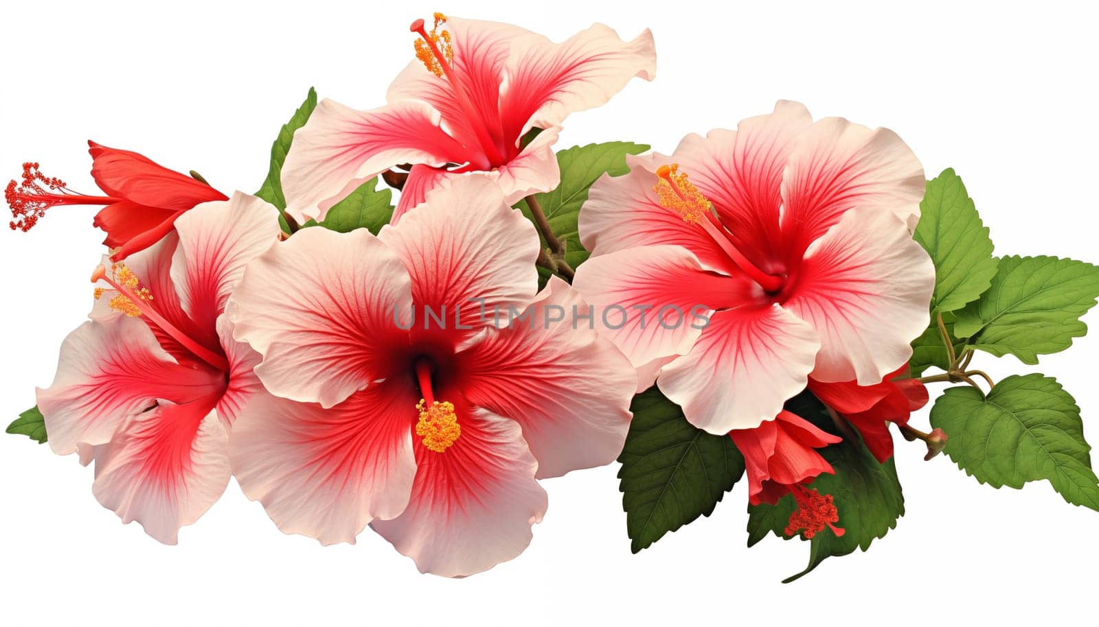 Hibiscus flowers white background isolated by Nadtochiy