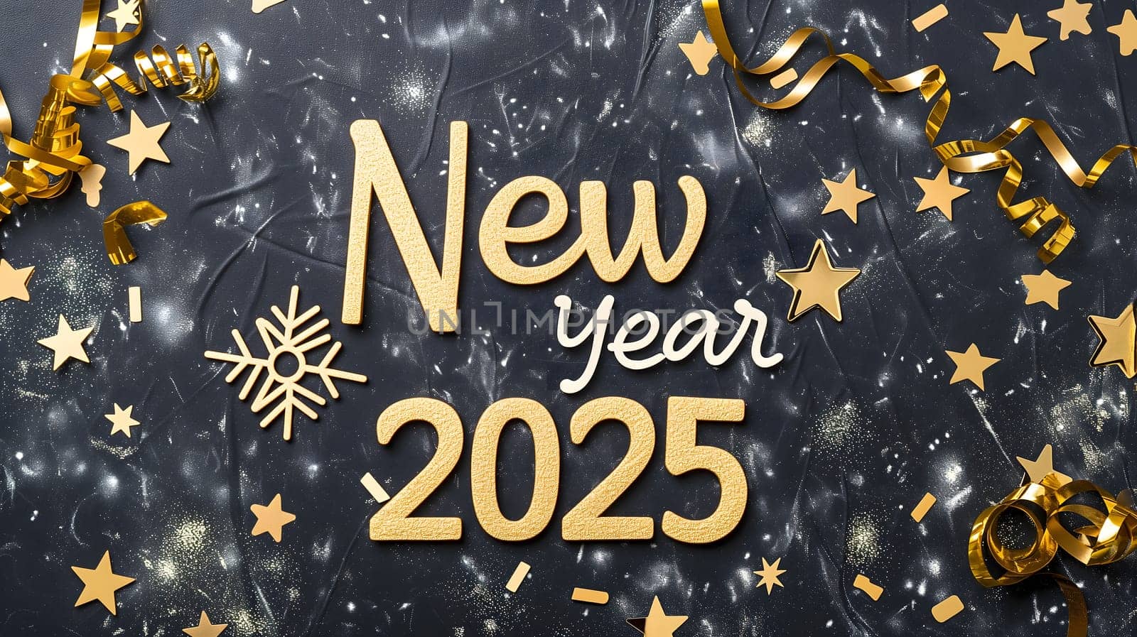letters New year 2025 laid on flat background with high angle view, celebration concept. Neural network generated image. Not based on any actual scene or pattern.