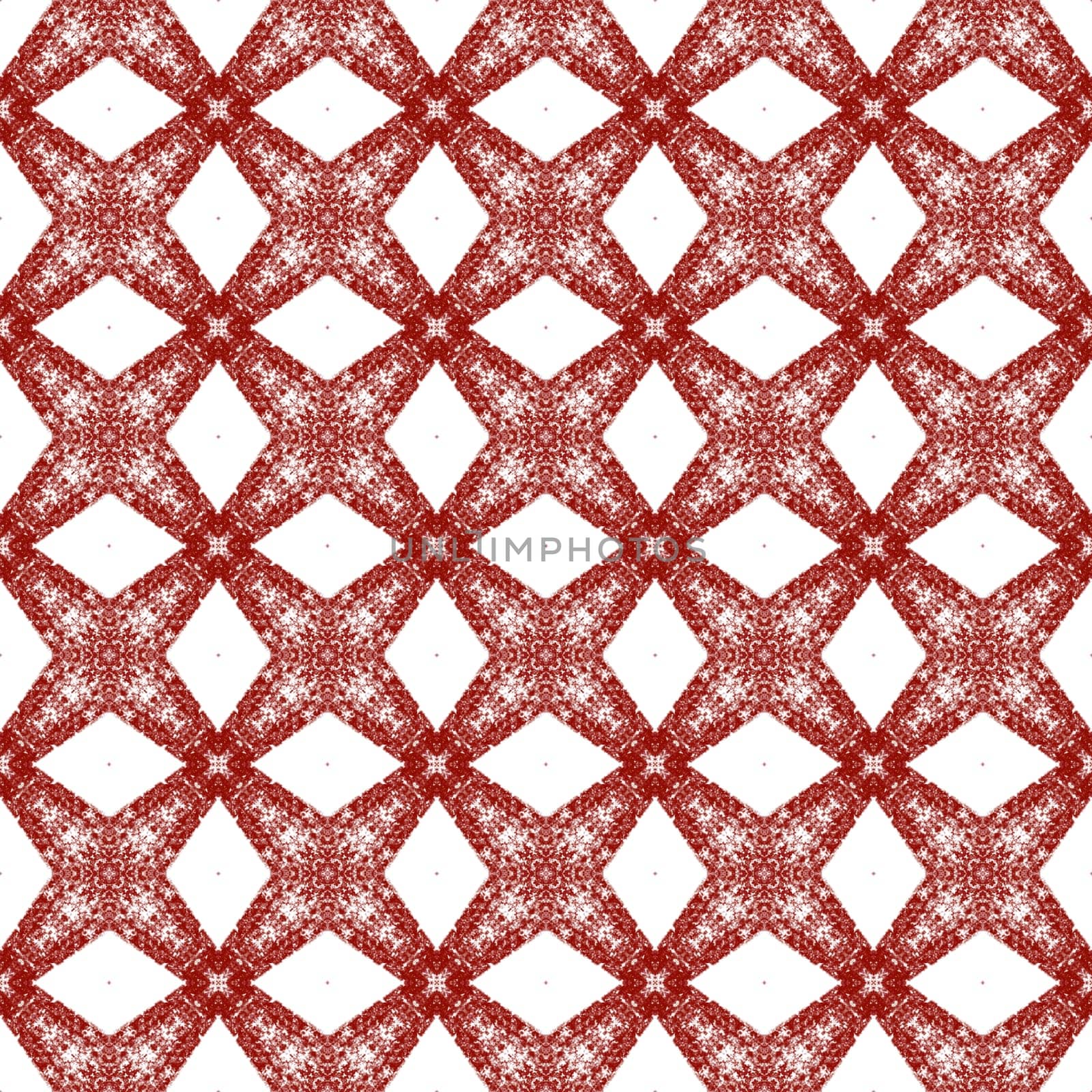 Medallion seamless pattern. Wine red symmetrical kaleidoscope background. Watercolor medallion seamless tile. Textile ready perfect print, swimwear fabric, wallpaper, wrapping.