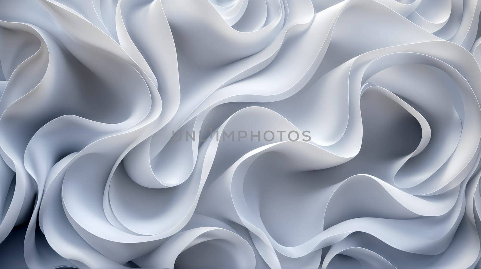 graceful flow and delicate folds of a white flowing shape, presenting a serene and abstract geometry suggestive of softness and elegance