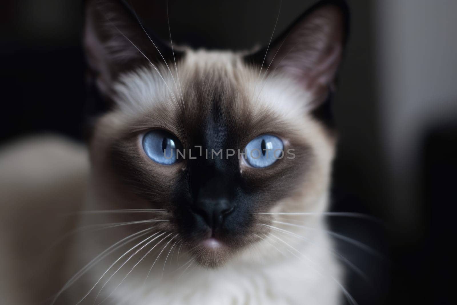 Portrait of a cute cat looking away. Siamese cat breed by andreyz