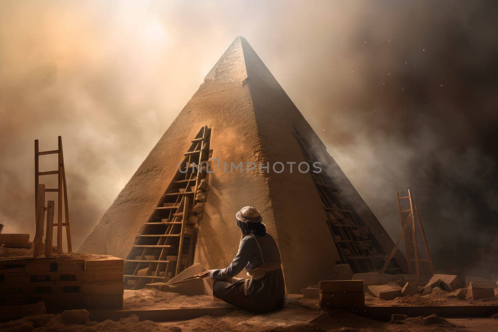 Magnificent Ancient egyptian pyramid woman. Generate Ai by ylivdesign