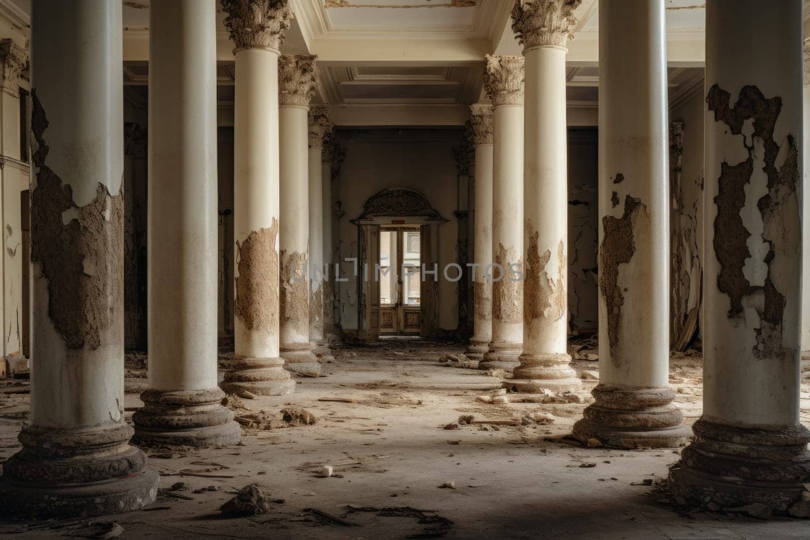 Vintage Antique columns abadoned. Generate Ai by ylivdesign