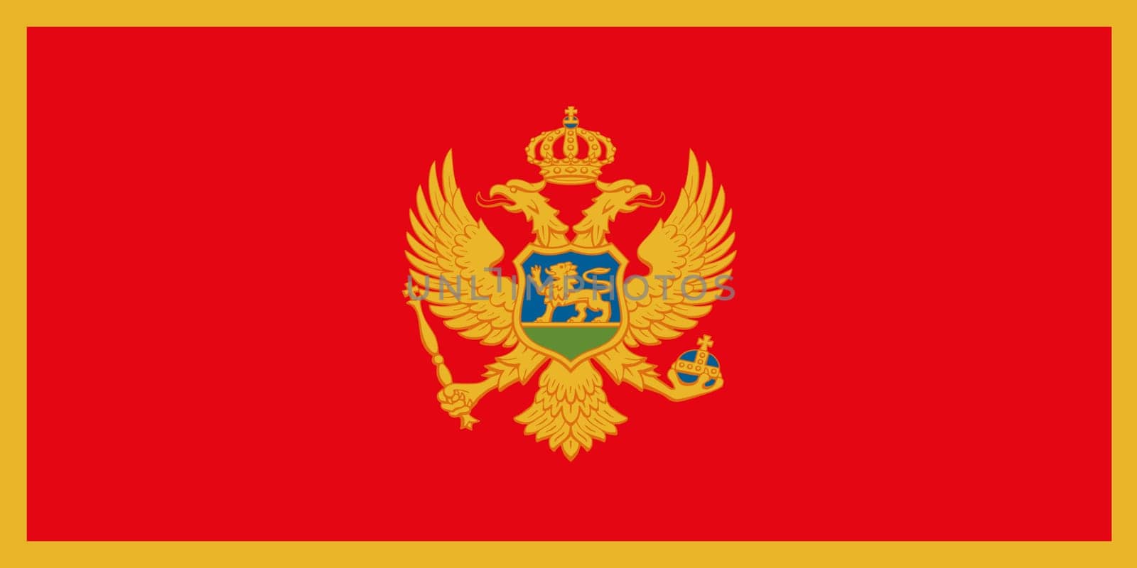 A Montenegro flag background illustration red blue yellow crest