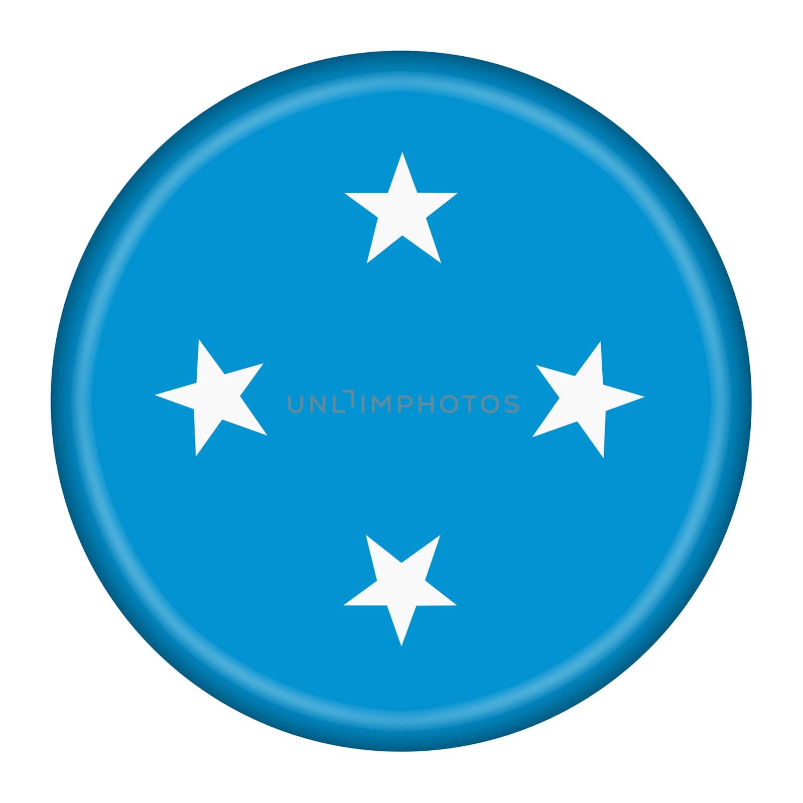 A Micronesia flag button 3d illustration with clipping path