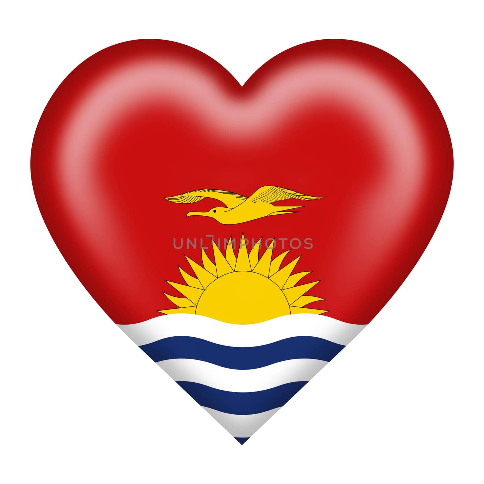 Kiribati flag heart button with clipping path by VivacityImages
