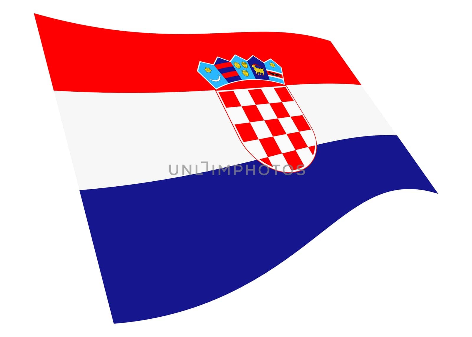 A Croatia waving flag 3d illustration isolated on white with clipping path