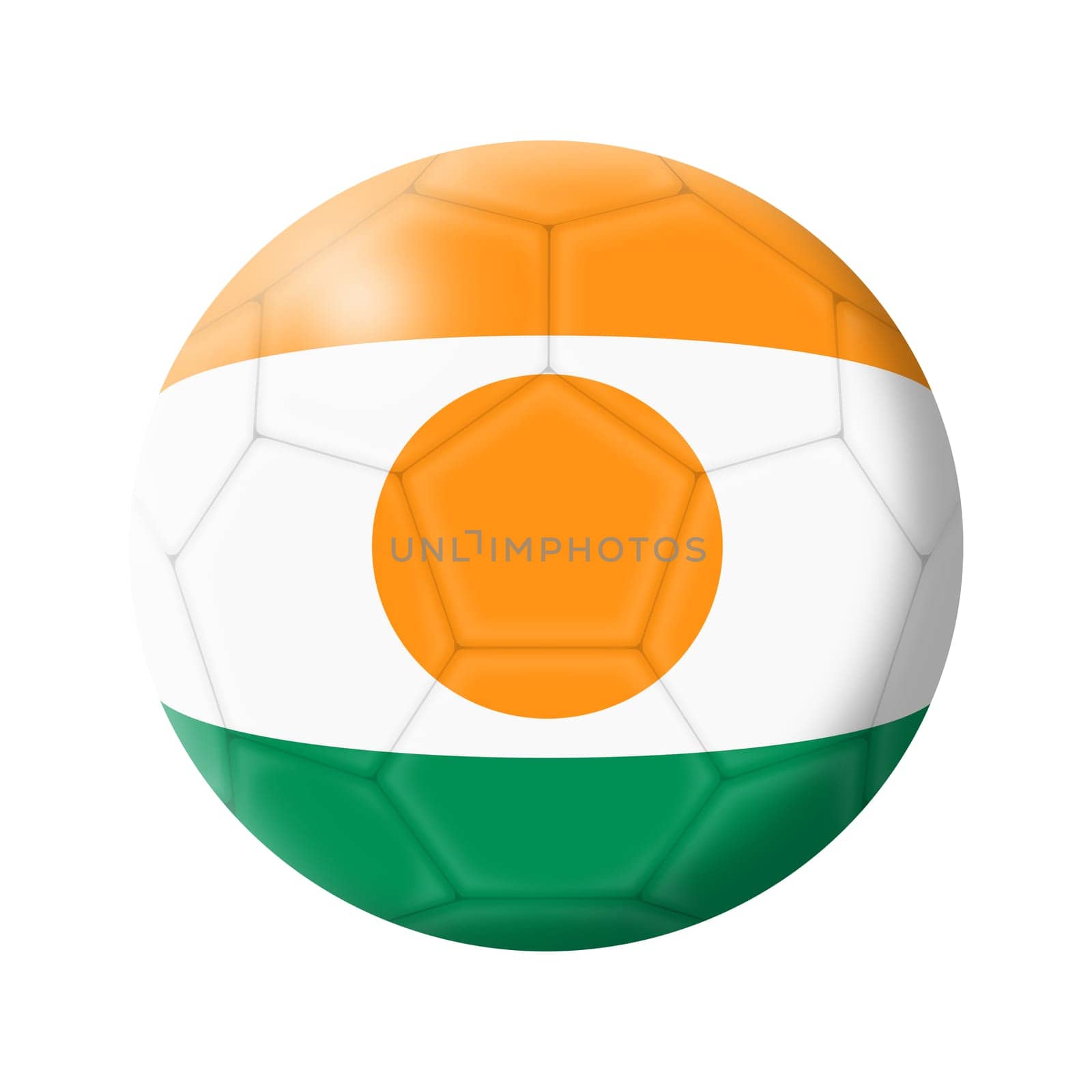 A Niger soccer ball football 3d illustration isolated on white with clipping path