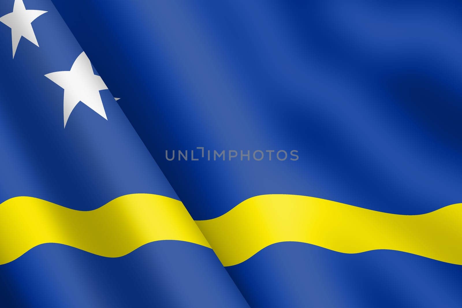 A Curacao waving flag 3d illustration wind ripple
