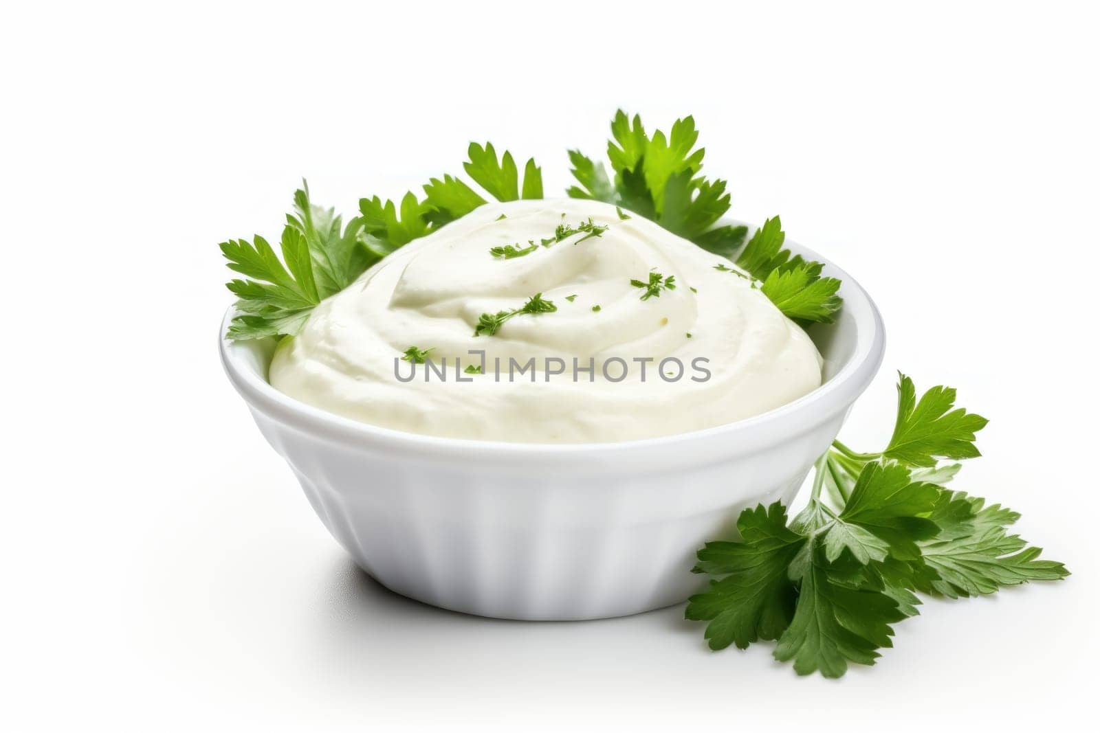 Aromatic Bowl mayonnaise parsley. Garlic oil. Generate Ai