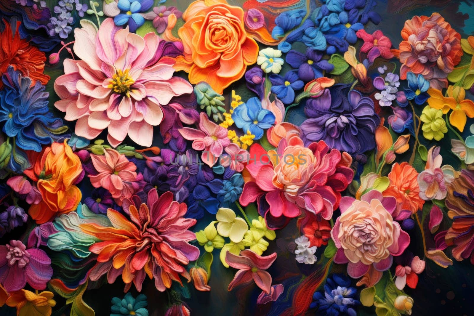 Dazzling Colorful flowers. Generate Ai by ylivdesign