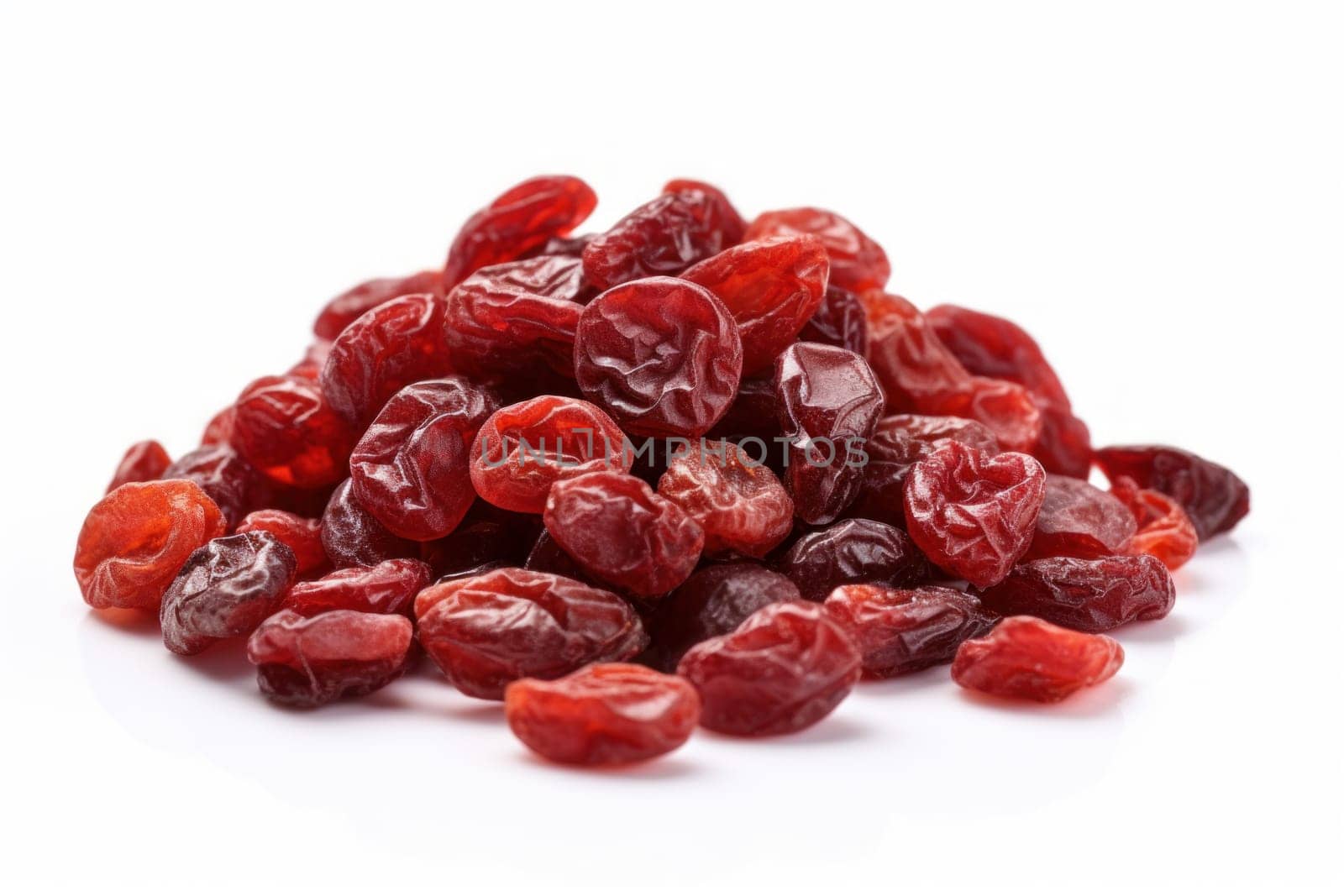 Wrinkled Dried cranberries. Organic natural fruit. Generate Ai