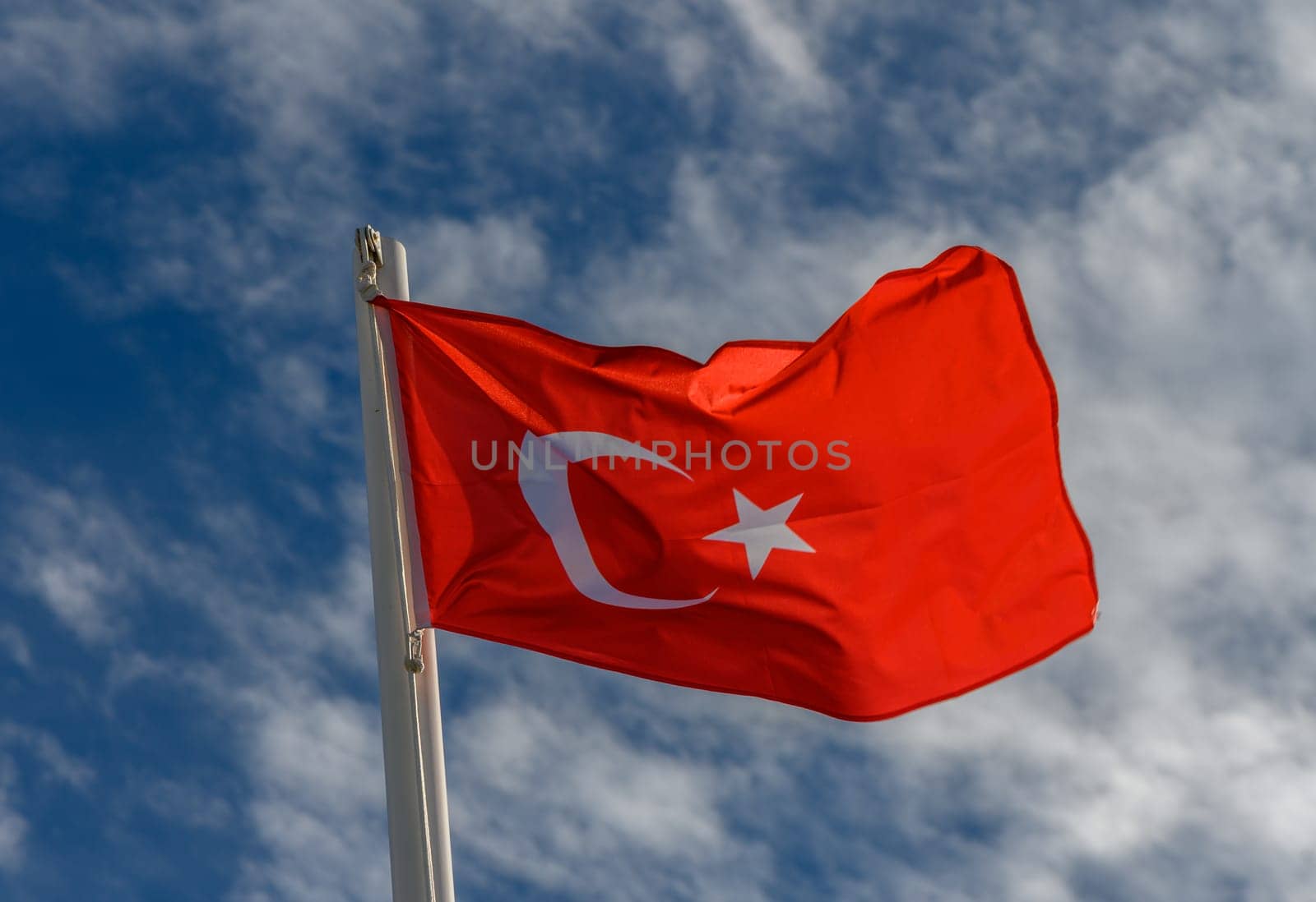 Turkey flag against the spring sky 6 by Mixa74