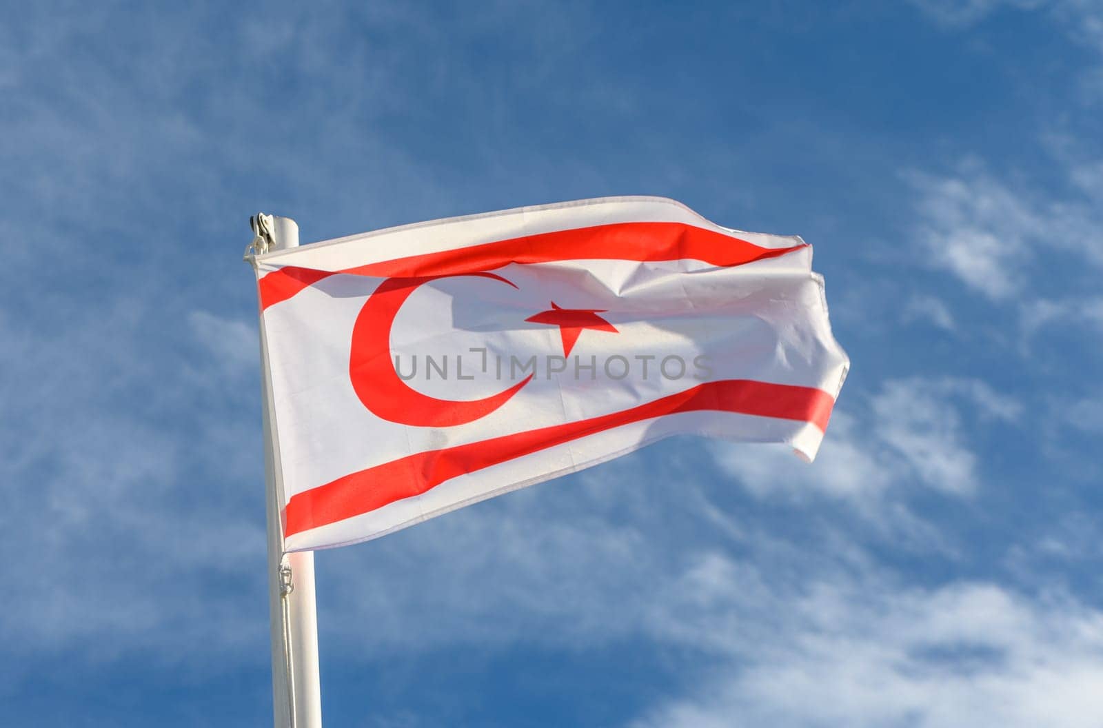 Northern Cyprus flag waving in the wind 7