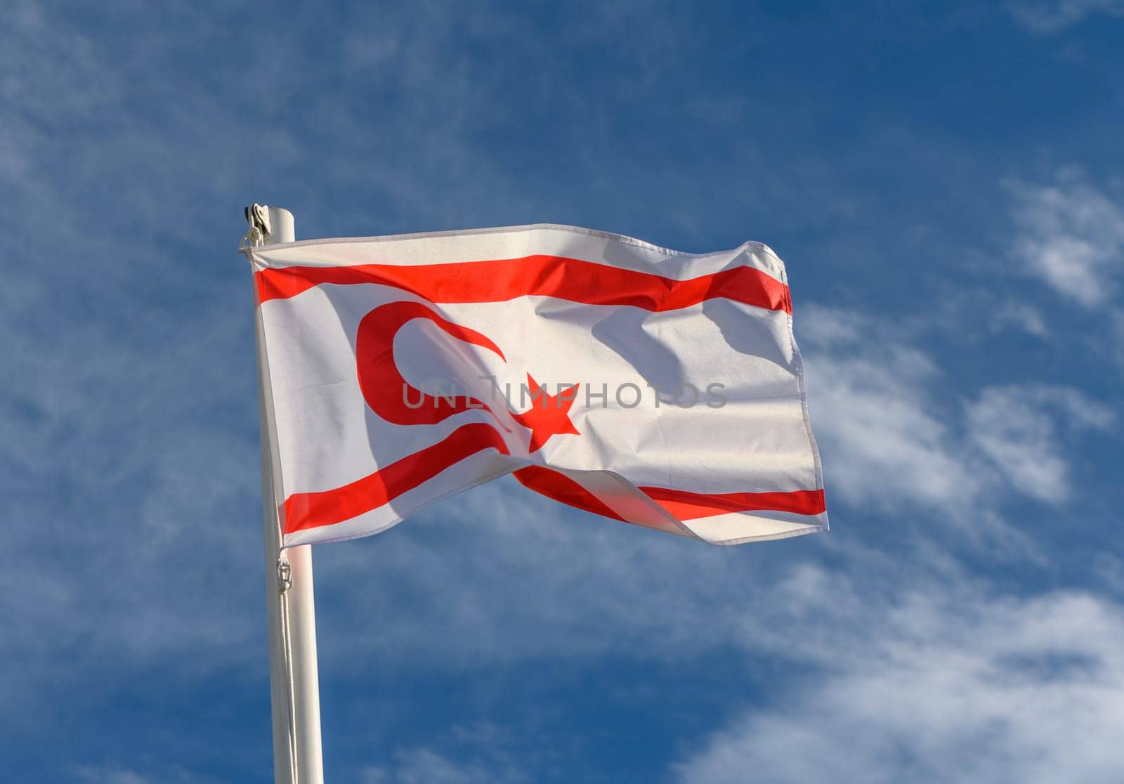 Northern Cyprus flag waving in the wind 6