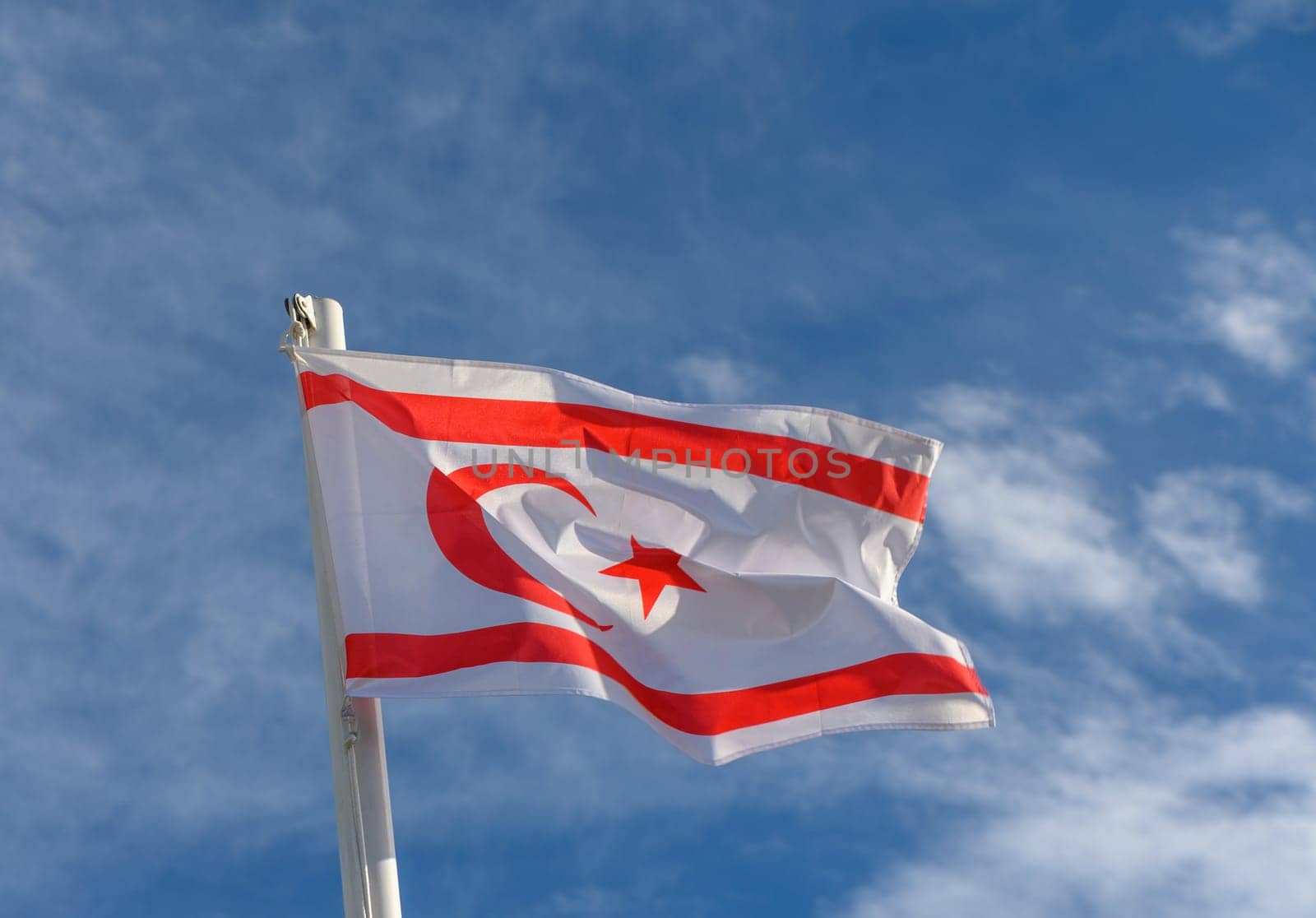 Northern Cyprus flag waving in the wind 2