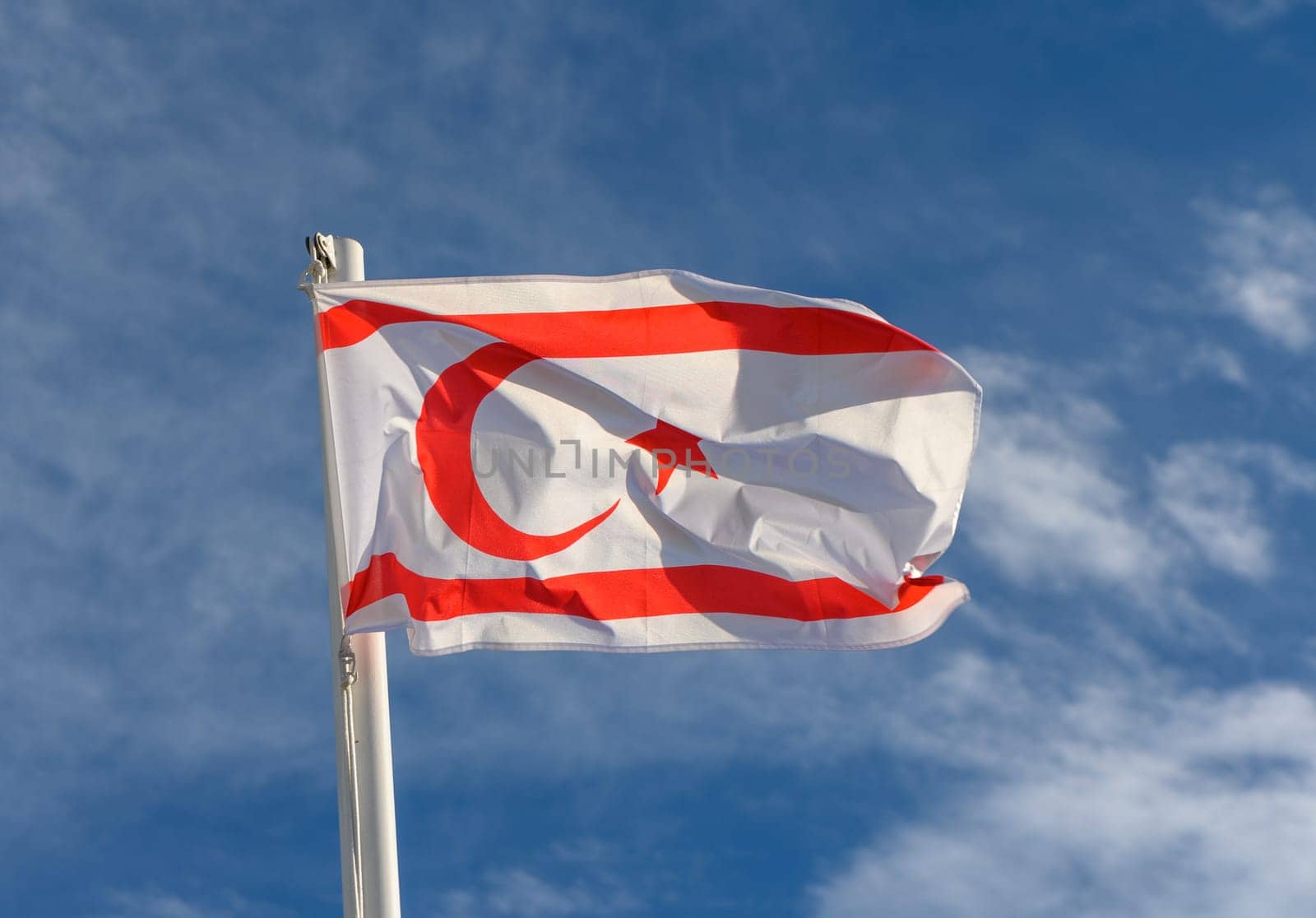 Northern Cyprus flag waving in the wind 6 by Mixa74