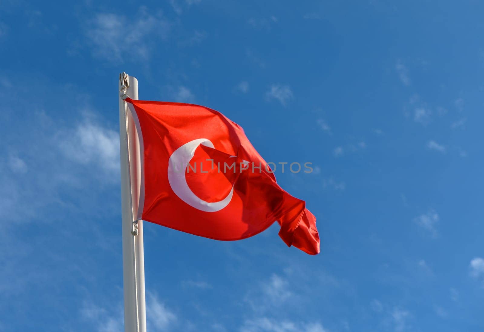 Turkey flag against the spring sky 10