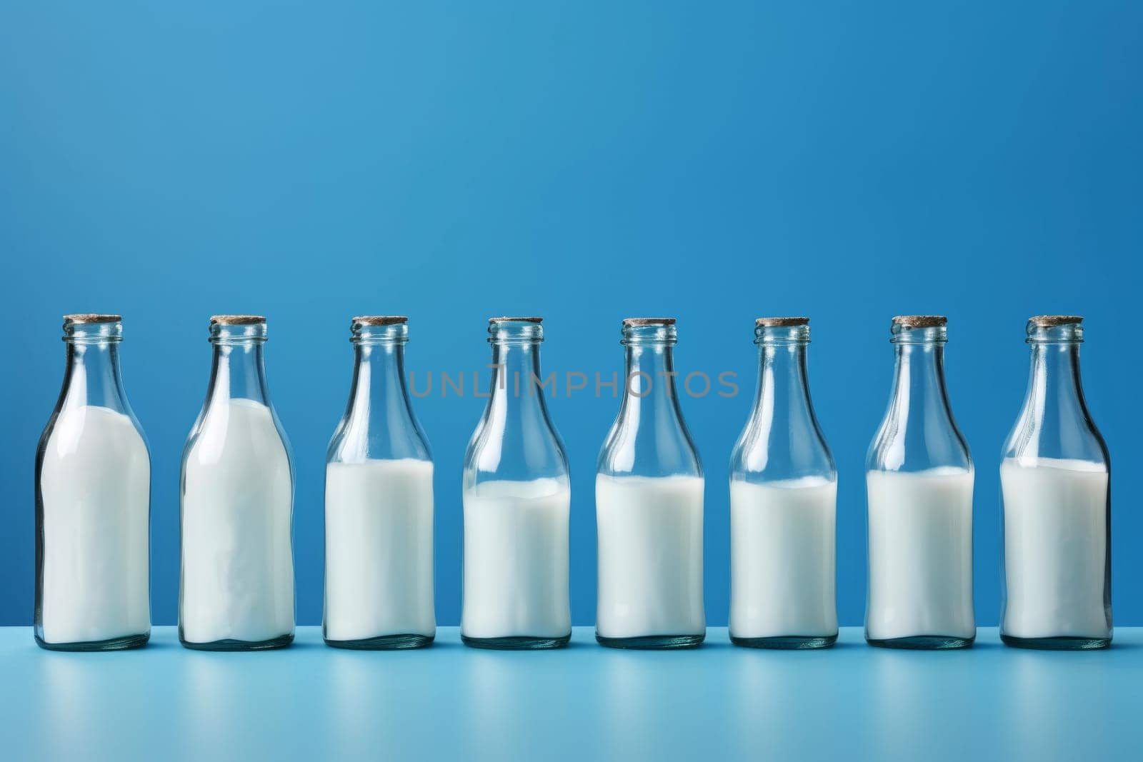 Cooling Glass bottle milk container. Beverage clean lactose. Generate Ai