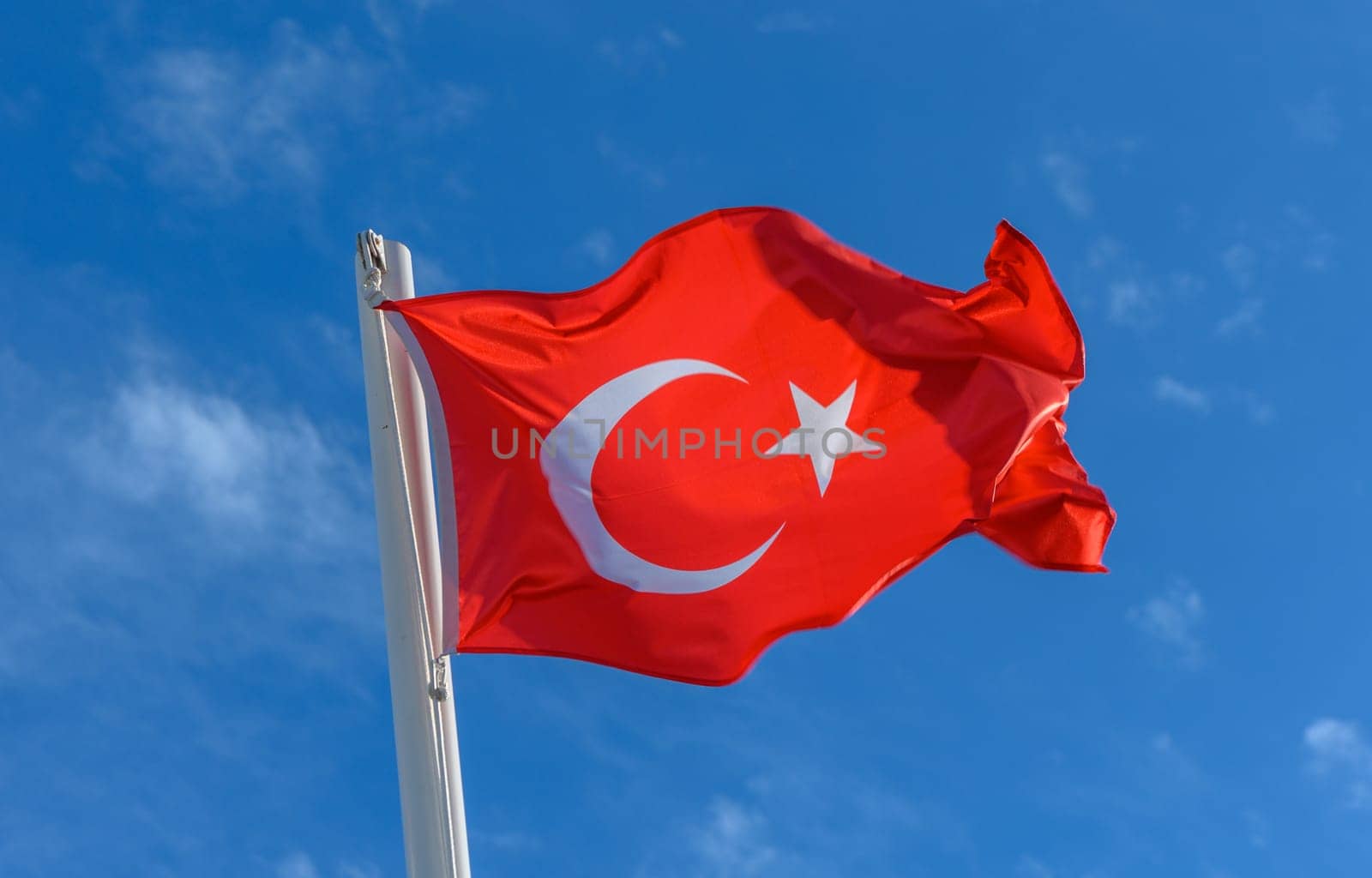 Turkey flag against the spring sky 15