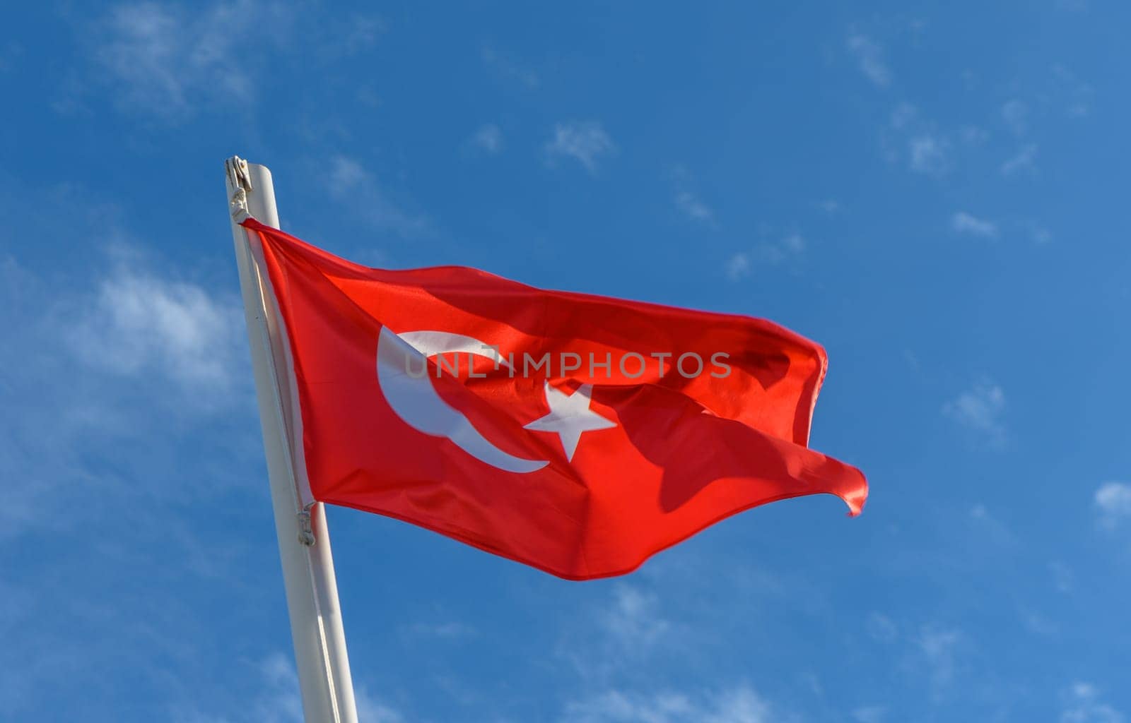 Turkey flag against the spring sky 13