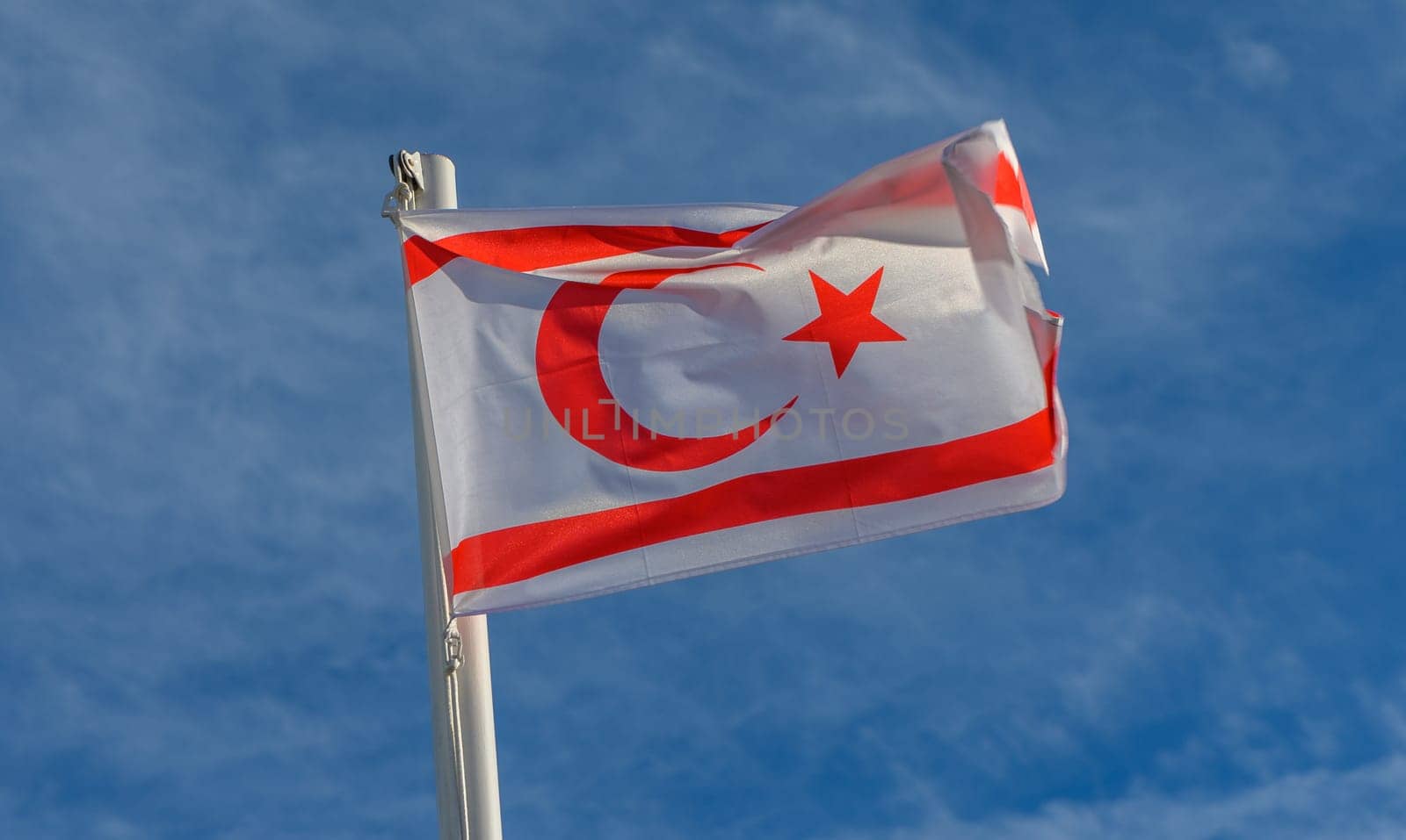 Northern Cyprus flag waving in the wind 12