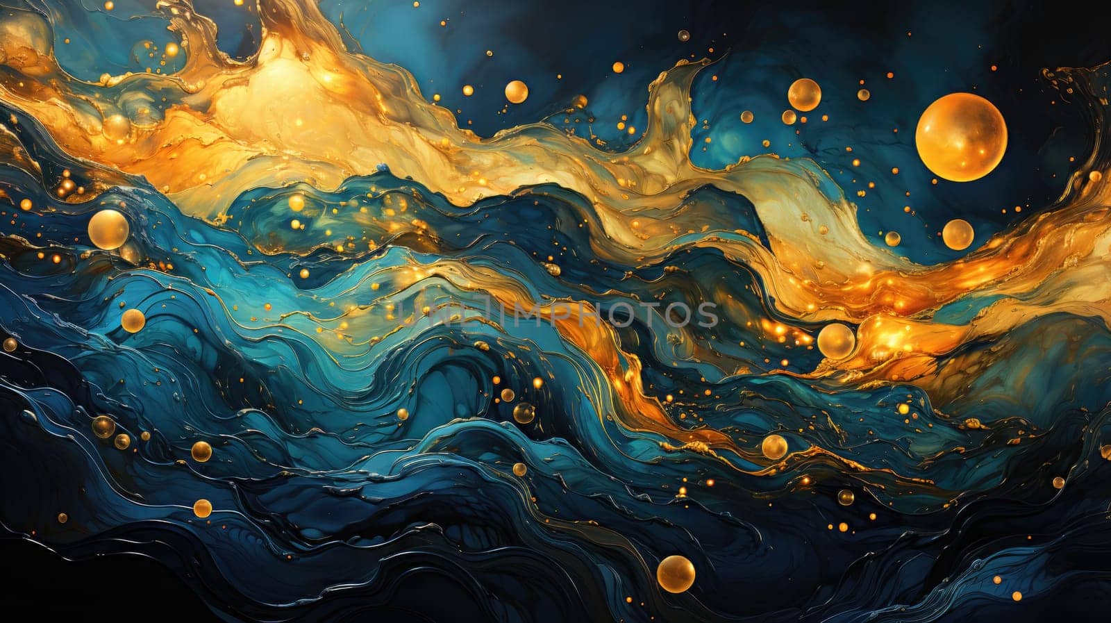 abstract wave ocrean painting background, ai