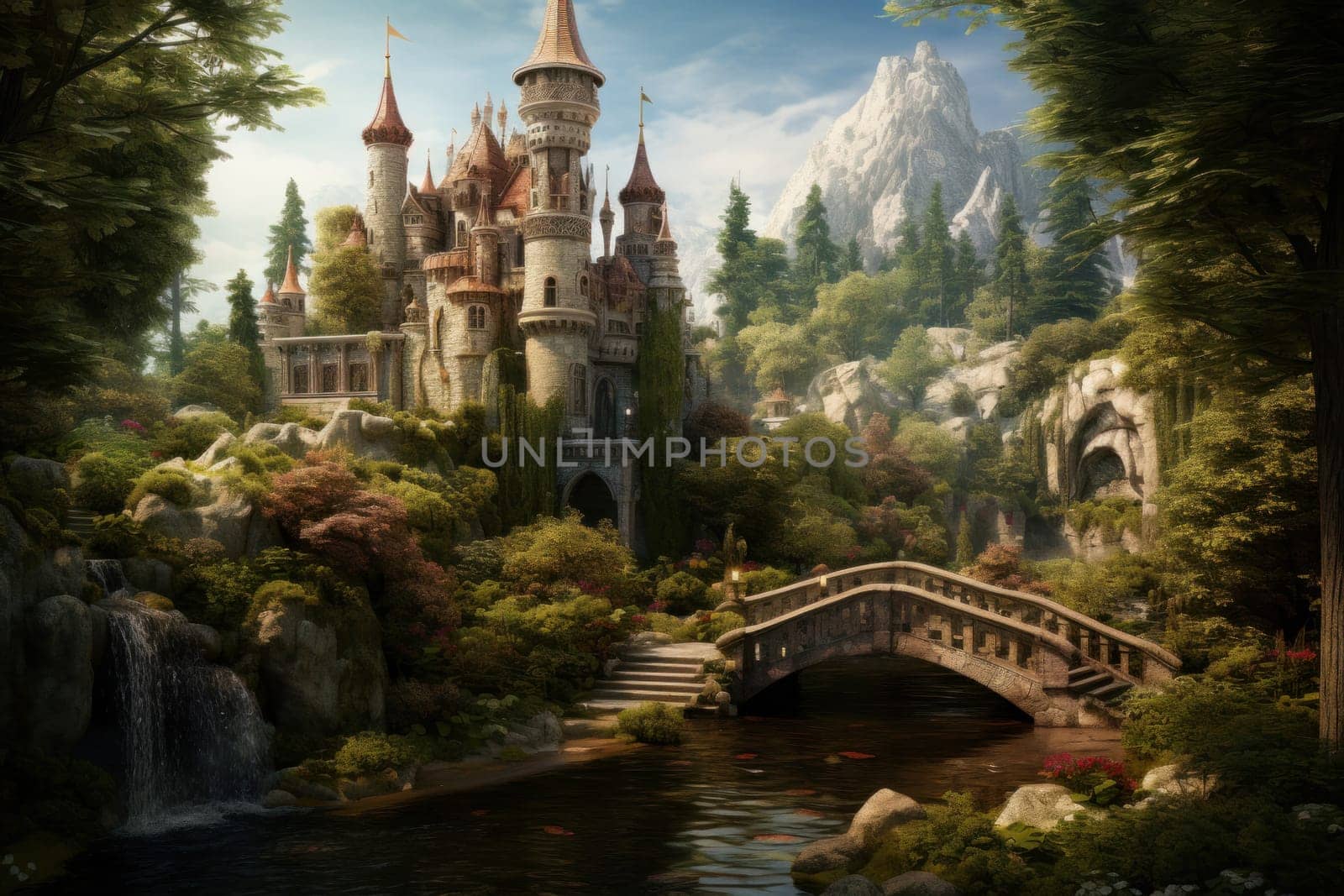 Vast Fairytale castle. Generate Ai by ylivdesign